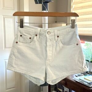 LEVI’S 501 High Waisted Jean Shorts, Size 24 in White